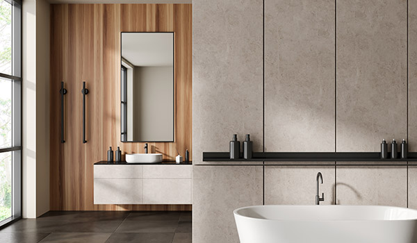Warm neutral bathroom style
